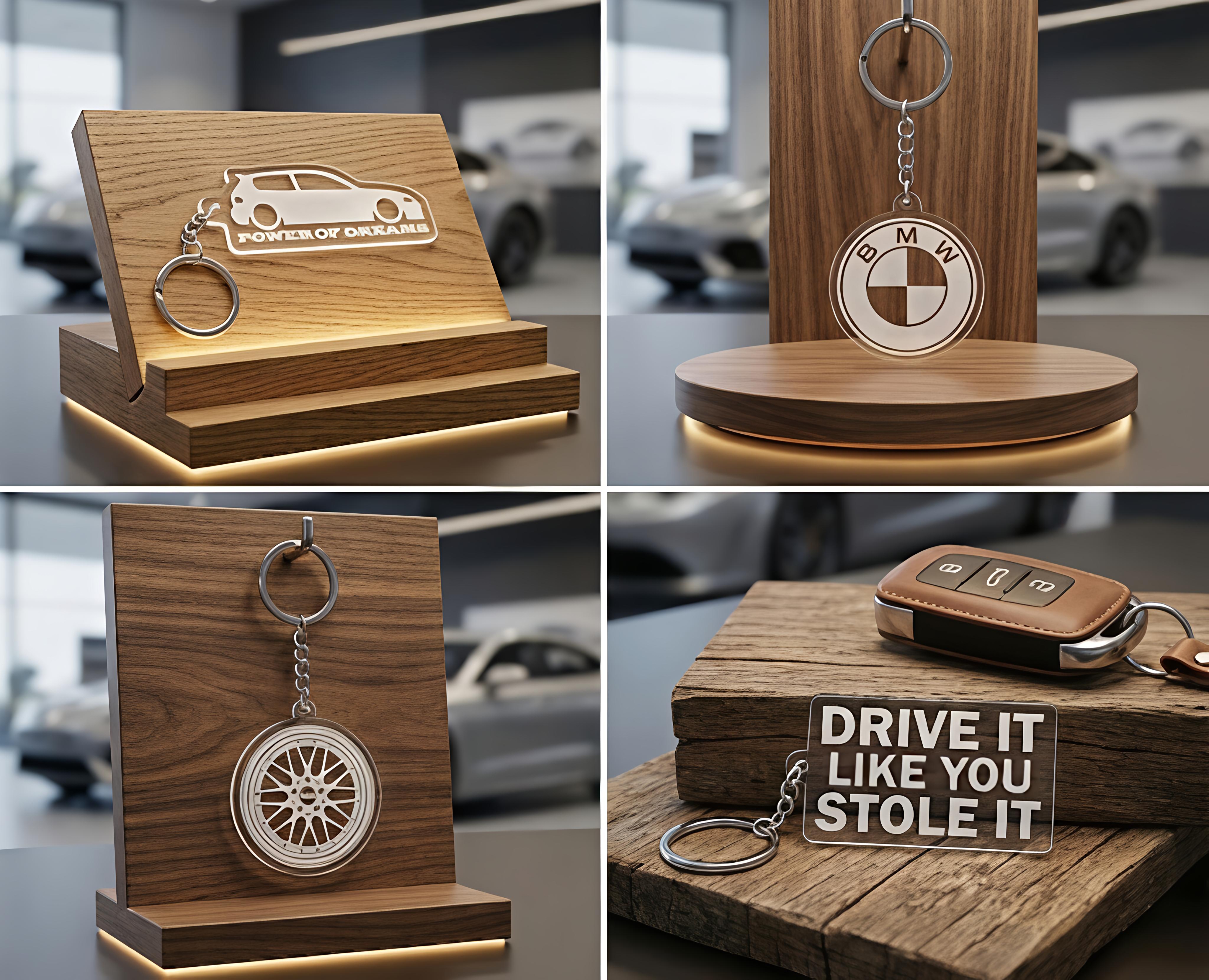 Porta-chaves PerfilRacing em Acrílico Transparente com design de carro